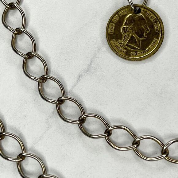George Washington Coin Chain Belt Gold Tone Y2K Small (S) ✨ - Picture 7 of 12